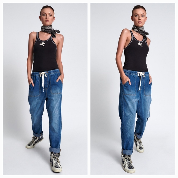 OneTeaspoon Shabbies Drawstring Boyfriend Jeans in Resort Blue XS - Picture 3 of 10